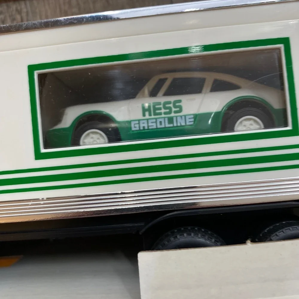 Vintage 1992 Hess 18 Wheeler and Racer Toy Truck Set with Original Box Tested